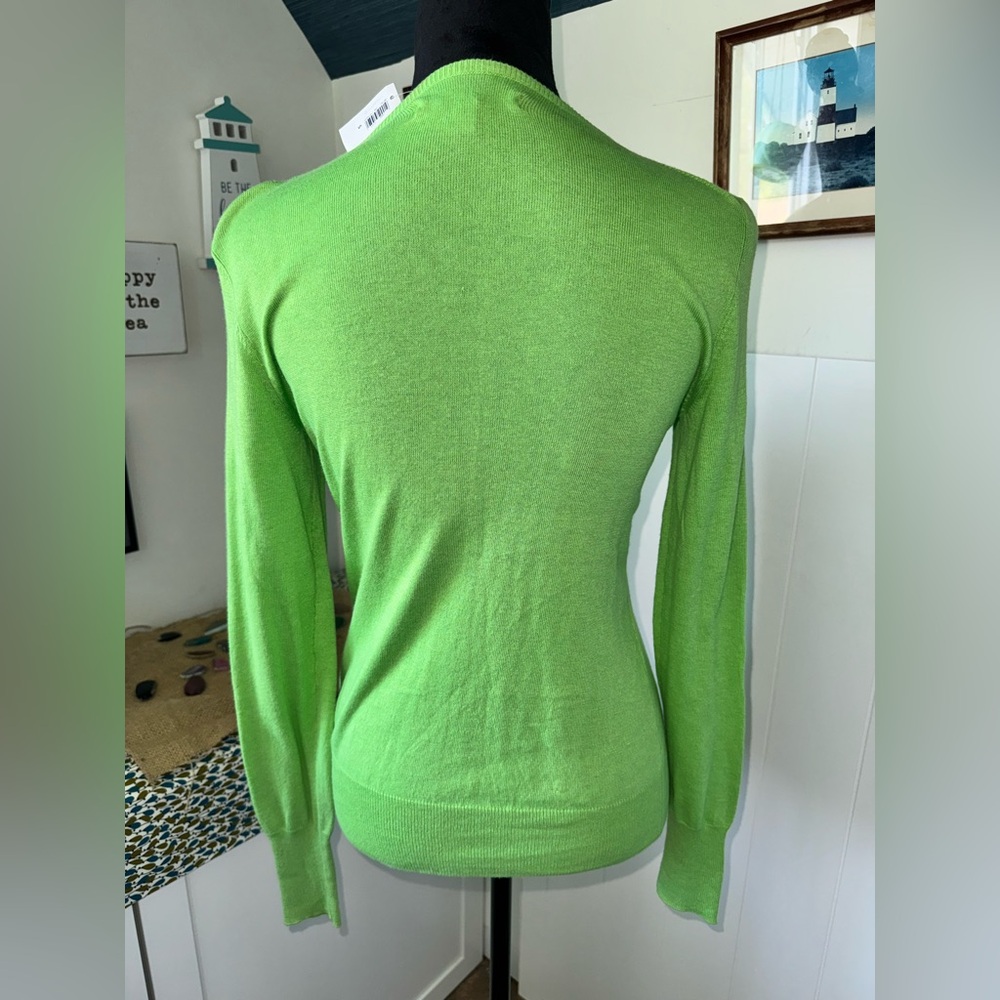 Old Navy Green Cotton Pink Dragonfly Neck Sweater Sz S - Picture 3 of 6